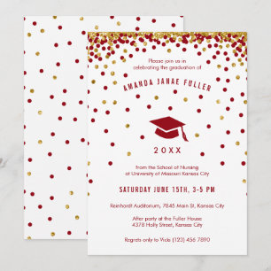 Inbjudan till Maroon Studenten Faux Guld Glitter