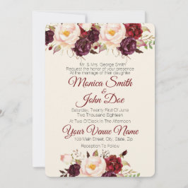 Inbjudan till Marsala Burgundy Watercolor Wedding