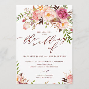 Inbjudan till Marsala och Guld Boho Garden Wedding