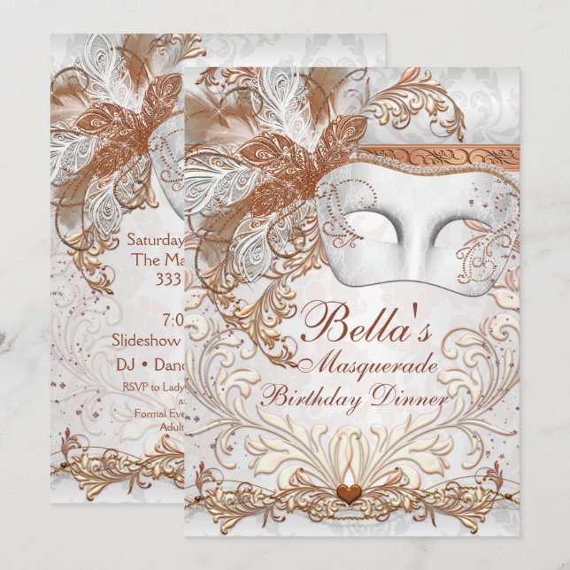Inbjudan till Masquuppad Mardi Gras Party (Fram/baksida)
