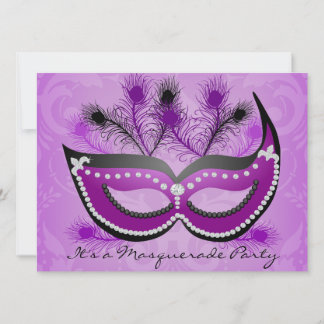 Inbjudan till Masquuppad Party Lila Venetian Mask