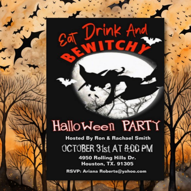 Inbjudan till matdryck och till Bwitchy Halloween  (Skapare uppladdad)