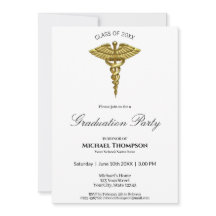 Inbjudan till medicinskt Guld Caduceus White Stude