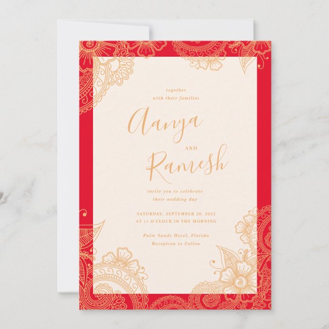 Inbjudan till Mehndi-bröllop (Framsida)