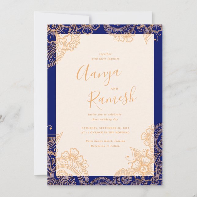 Inbjudan till Mehndi-bröllop (Framsida)