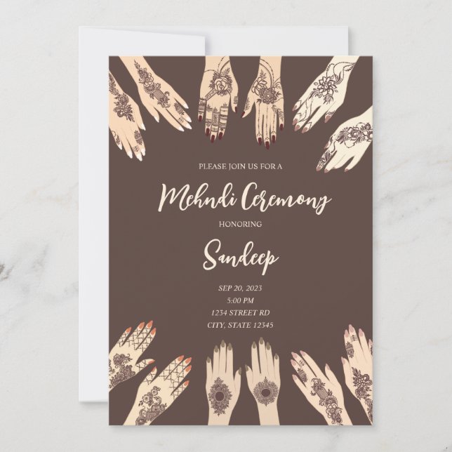 Inbjudan till Mehndi Ceremony (Framsida)