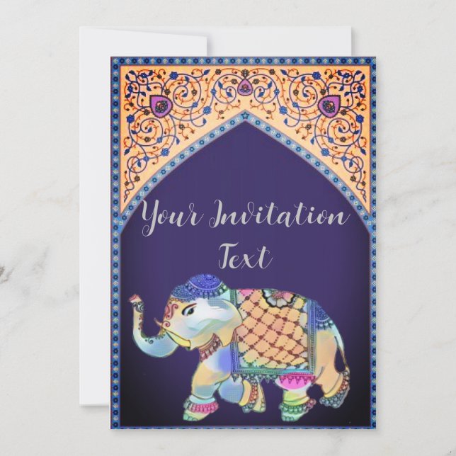 Inbjudan till Mehndi-elefant (Framsida)
