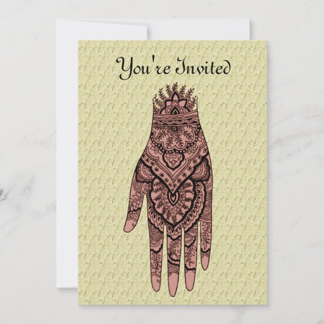 Inbjudan till Mehndi Hand Tattoo Art Design (Framsida)