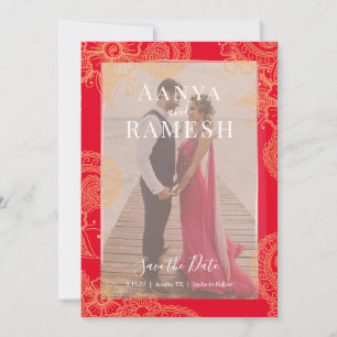Inbjudan till Mehndi Photo Bröllop spara datum