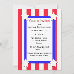 Inbjudan till Memorial Day Party Stars och stripes