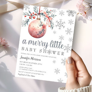 Inbjudan till Merry Little Girl Winter Baby Shower