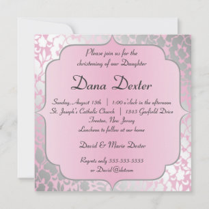 Inbjudan till Metallic Baby Rosa Baptism