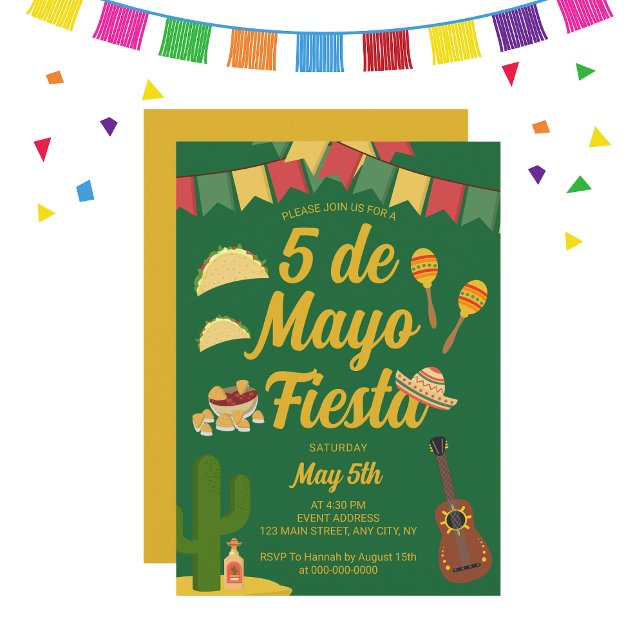 Inbjudan till mexikansk 5 de Mayo Fiesta (Mexican 5 de Mayo Fiesta Invitation
)