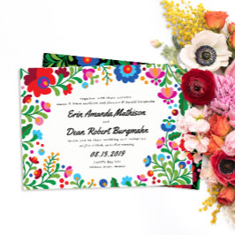 Inbjudan till mexikansk Embroidery Colorful Weddin