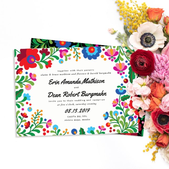 Inbjudan till mexikansk Embroidery Colorful Weddin (Skapare uppladdad)