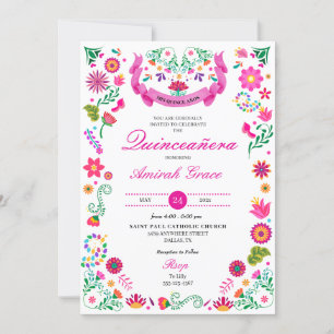 Inbjudan till mexikansk fiesta Embroidery Quinceañ