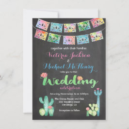 Inbjudan till mexikanska Bröllop Watercolor Cactus