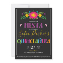 Inbjudan till mexikanska färgstarka Fiesta Quincea