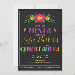 Inbjudan till mexikanska färgstarka Fiesta Quincea