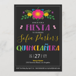 Inbjudan till mexikanska färgstarka Fiesta Quincea