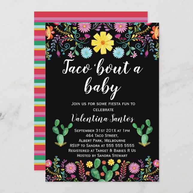 Inbjudan till mexikanska fästdon för babyskor (Fram/baksida)