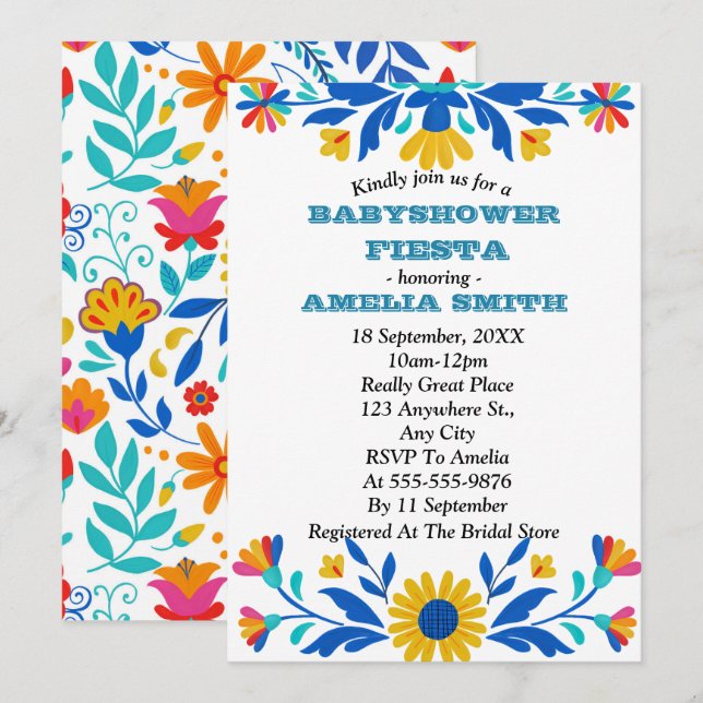 Inbjudan till mexikanska fästdon för babyskor (Fram/baksida)