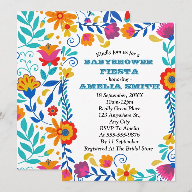 Inbjudan till mexikanska fästdon för babyskor (Fram/baksida)