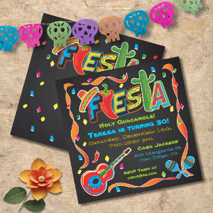 Inbjudan till mexikanska Fiesta-partiet på tavla