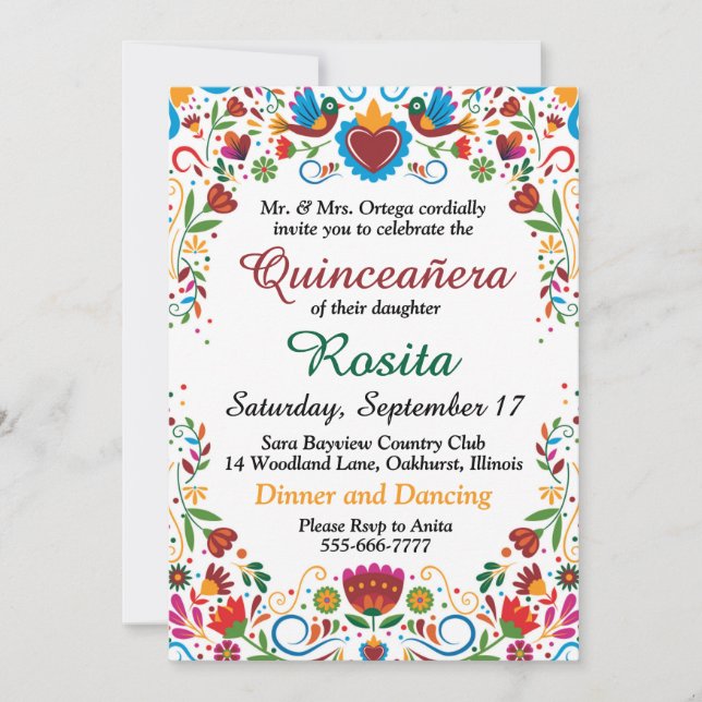 Inbjudan till mexikanska flickors 15-årsdag Quince (Framsida)