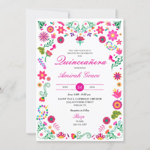 Inbjudan till mexikanska Otomi Embroidery Quinceañ