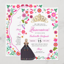 Inbjudan till mexikanska Otomi Embroidery Quinceañ