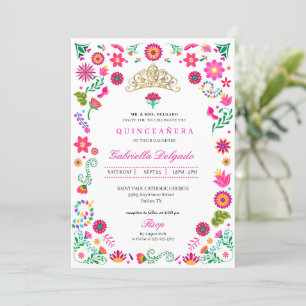 Inbjudan till mexikanska Otomi Embroidery Quinceañ