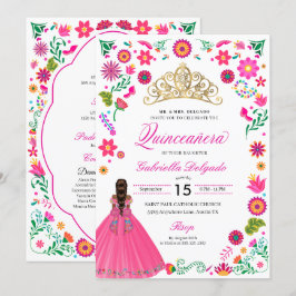 Inbjudan till mexikanska Otomi Embroidery Quinceañ