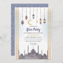 Inbjudan till middagen Blue Guld Iftar Party Ramad