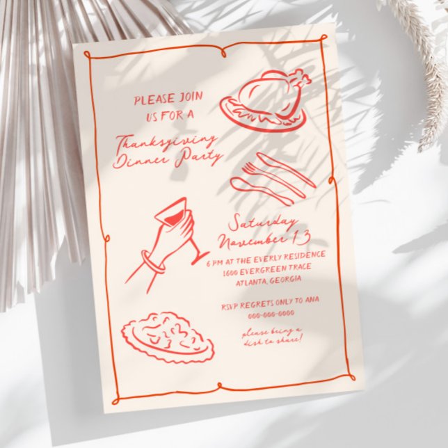 Inbjudan till middagen i Hand plockade Thanksgivin (Skapare uppladdad)