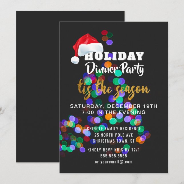 Inbjudan till Middagsfest i Julgran Ljus (Fram/baksida)