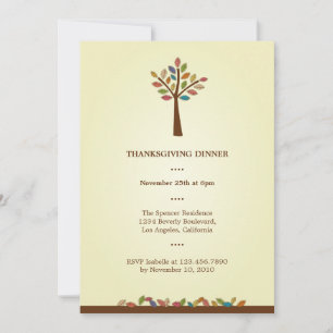 Inbjudan till Middagsfesten i thanksgiving Träd