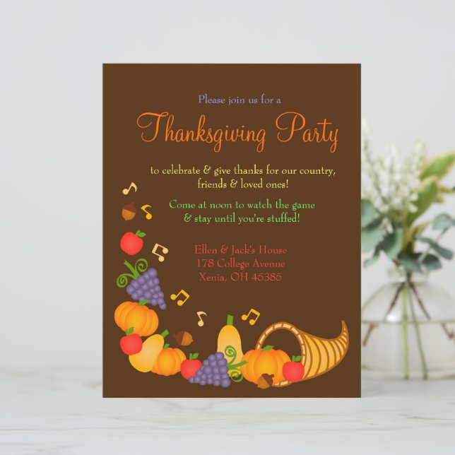 Inbjudan till middagsgrupp för färgfull Thanksgivi (Stående Fram)