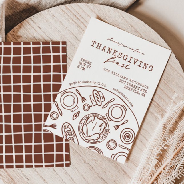 Inbjudan till middagsskript i Hand plockade Thanks (Skapare uppladdad)