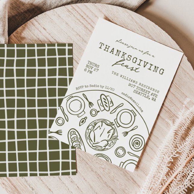 Inbjudan till middagsskript i Hand plockade Thanks (Skapare uppladdad)