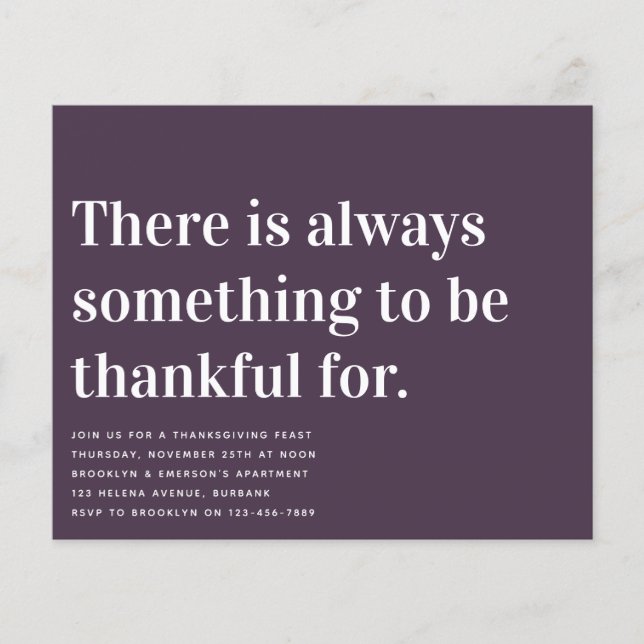 Inbjudan till middagstid med fetstil - tacksam Tha (Framsida)