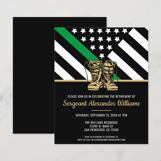 Inbjudan till militärarmén Pension Grönt  (Fram/baksida)