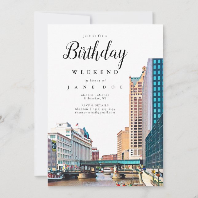 Inbjudan till Milwaukee Skyline Birthday Helg (Framsida)