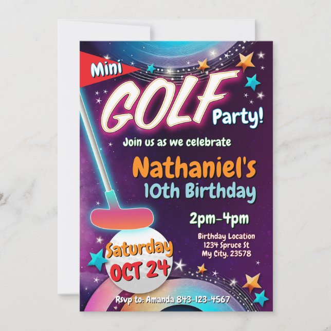 Inbjudan till Mini Golf Birthday | Golf Party Card (Framsida)