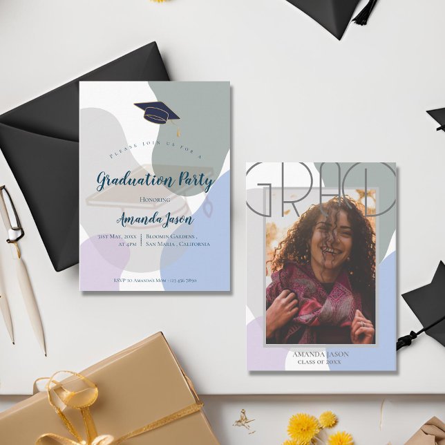 Inbjudan till Mini Photo Pastel Cute 2025 Studente (Mini Photo Pastel Cute 2025 Graduation Invitation)