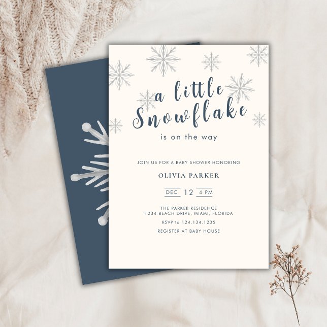 Inbjudan till minimal Boho Blue Winter Baby Shower (Minimalist Boho Blue Winter Baby Shower Invitation)