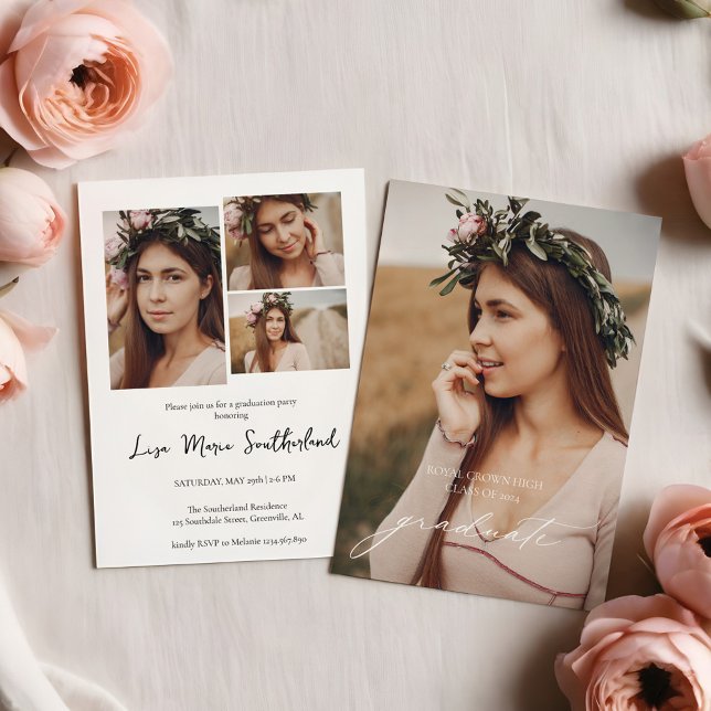 Inbjudan till minimal Boho-Studentfest (Minimalist Boho Graduation Party Invitation)