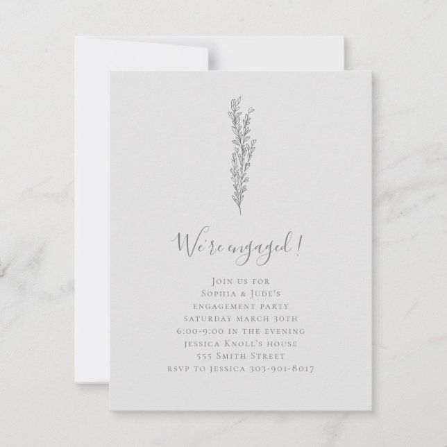 Inbjudan till minimal Förlovningsfest (Framsida)