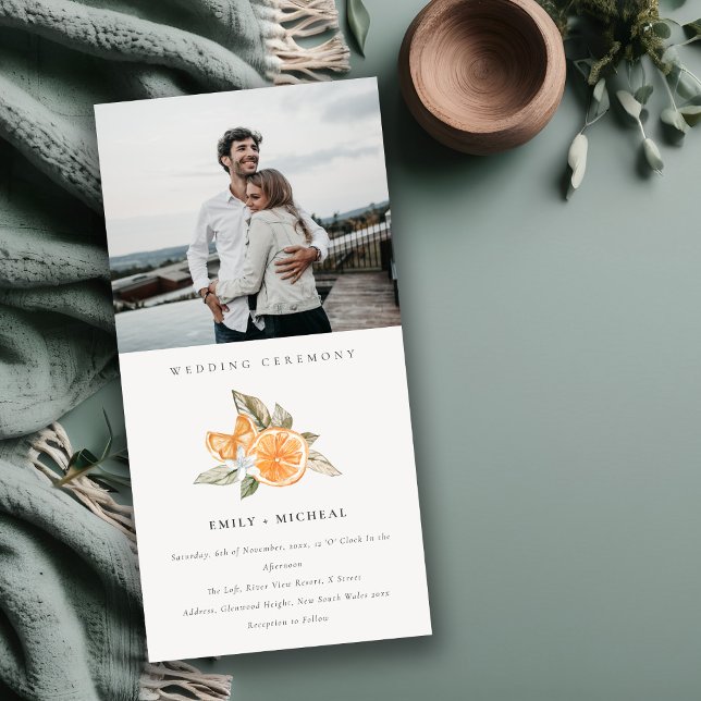 Inbjudan till minimal Orange Boho Foliage Photo We (Skapare uppladdad)