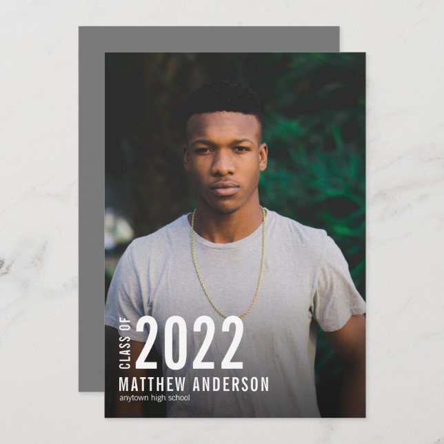 Inbjudan till minimal Studentfest av foto (Fram/baksida)